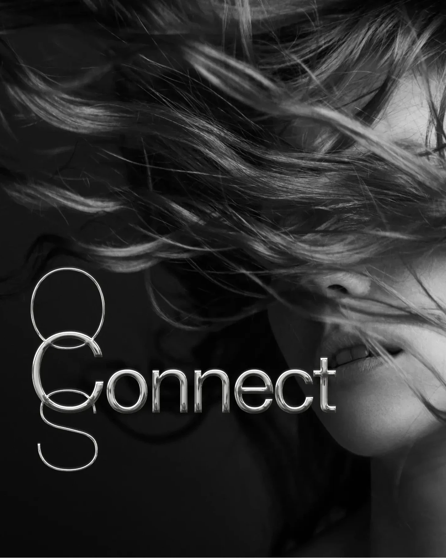 Black and white image of a person with flowing hair, featuring the word 'OCS Connect'.